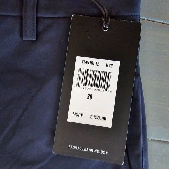 7 For All Mankind Men's Navy Flat Front Regular Fit Chino Shorts Size 28 - Picture 4 of 6